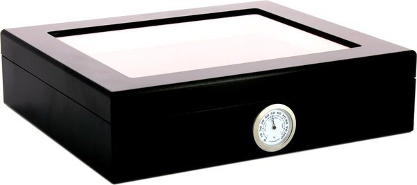 Humidor nero con piano in vetro