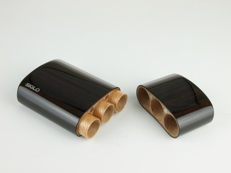 Siglo astuccio in legno di Ebano Macassar per 3 sigari Robusto 