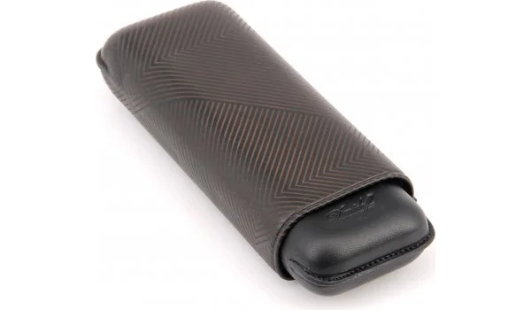 Astuccio per sigari Davidoff XL-2 in pelle nera Leaf