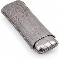 Custodia per Sigari Romeo y Julieta in pelle per 2 sigari color argento