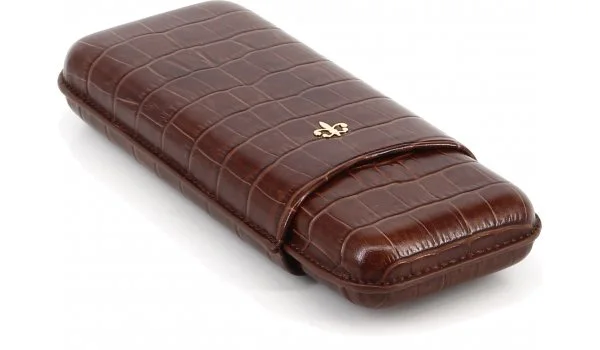 Montecristo Custodia in pelle marrone effetto coccodrillo