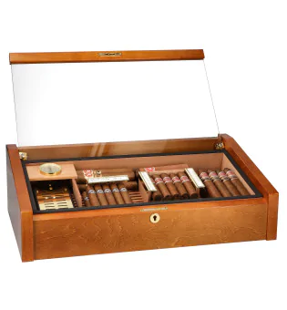 Top Humidor adorini Vega Deluxe in vetro e mogano foto 16