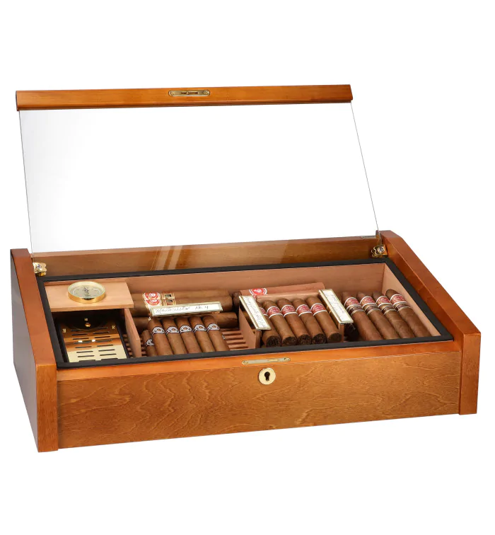 Top Humidor adorini Vega Deluxe in vetro e mogano foto 16