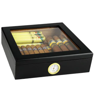 Humidor BigSmoke nero con coperchio di vetro foto 9