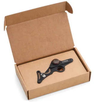 Forbici per sigari Fox in acciaio inox nero con supporto in legno e posacenere 749/1 SM BSW