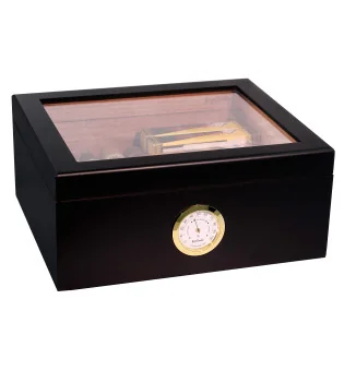 Humidor BigSmoke medio nero con coperchio in vetro