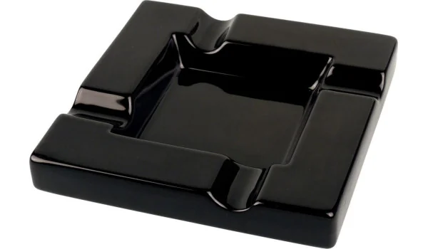 Posacenere in ceramica nero con 4 poggia sigari