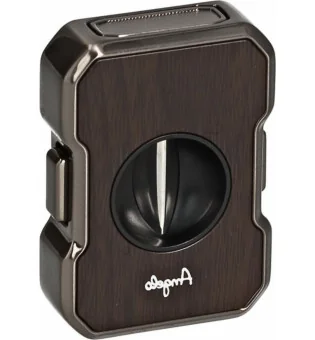 Tagliasigari Angelo V-Cut antracite con venature di legno