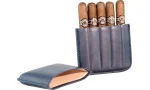 Portasigari Angelo x 4 sigari in pelle grigio bluastro