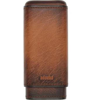 Astuccio per Sigari adorini in Vera Pelle Vintage per 3-5 Sigari Marrone