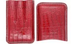 Custodia per Sigari Tripla Jemar in Pelle Effetto Cocco Rosso 464/3
