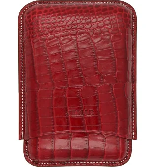 Custodia per Sigari Tripla Jemar in Pelle Effetto Cocco Rosso 464/3