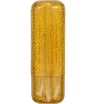 Custodia per Sigari in Fibra di Carbonio Color Oro per 2 Sigari con Calibro ad Anello 57
