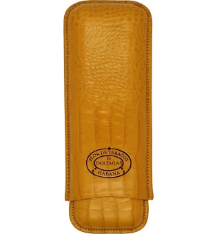 Custodia per Sigari Partagas in pelle color Senape per 2 sigari