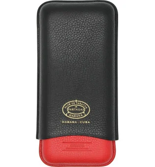 Custodia in pelle Partagas Series nera e rossa con logo dorato