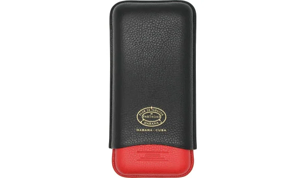 Custodia in pelle Partagas Series nera e rossa con logo dorato
